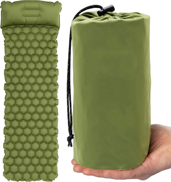 Daolar Camping Schlafmatte, Luftmatratze Ultraleichte aufblasbare Luftmatratze mit integriertem Kissen faltbar, super leicht, Ein Mann Luftmatratze geeignet für Outdoor Camping