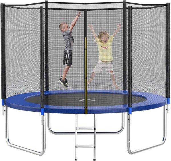 Daolar Trampolin mit Sicherheitsnetz Regenschutz, Leiter, Randabdeckung & Zubehör, Kindertrampolin Gartentrampolin bis 225 kg