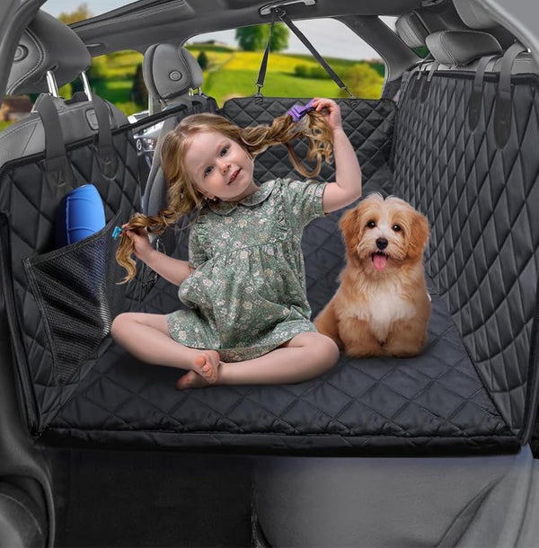 Daolar Hundedecke für Auto-Rücksitz mit Mesh-Fenster, Bank, harter Boden waschbar Haustiere Hund Auto Sitzbezug, nicht aufblasbare Auto Bett Matratze für die meisten Autos, SUVs, LKWs
