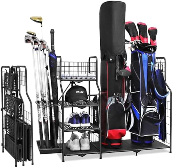 Daolar Folding Golf Bag Stand, Golf Storage Organizer für Garage mit keine Montage, Golfing Equipment Rack, Extra Storage Rack für Golfschläger