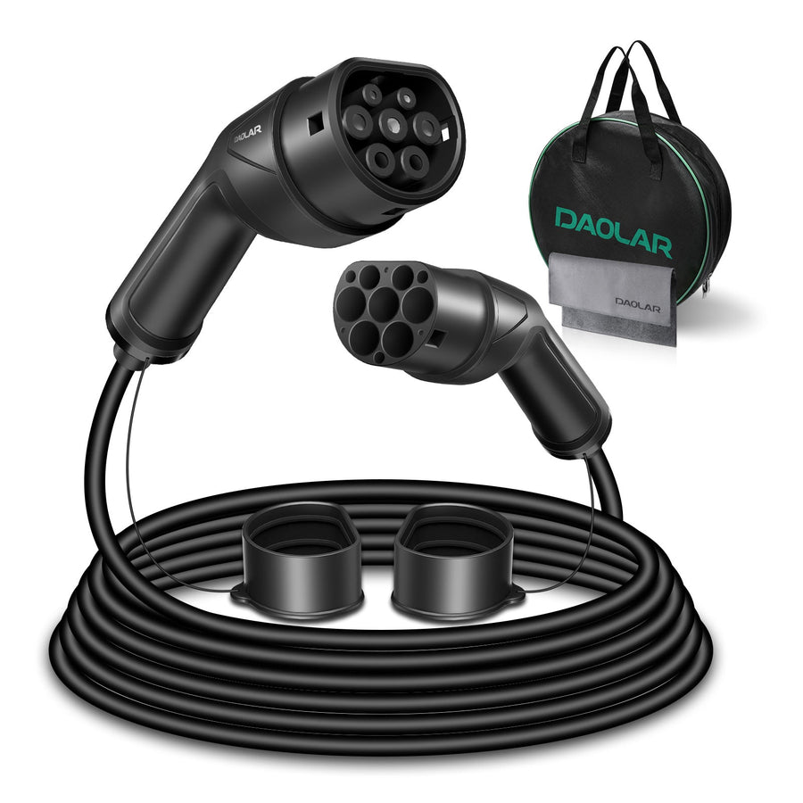 Daolar Typ 2 EV Ladegerät  11KW 16A 3-Phasen 10m Ladekabel für EV Ladestation mit Tragetasche und Mikrofasertuch, Kompatibel mit Elektroauto Typ 2